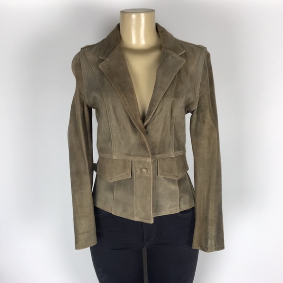 Alan Michael women's brown suede leather jacket size P